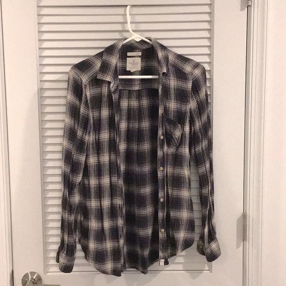 Plaid Black and White top